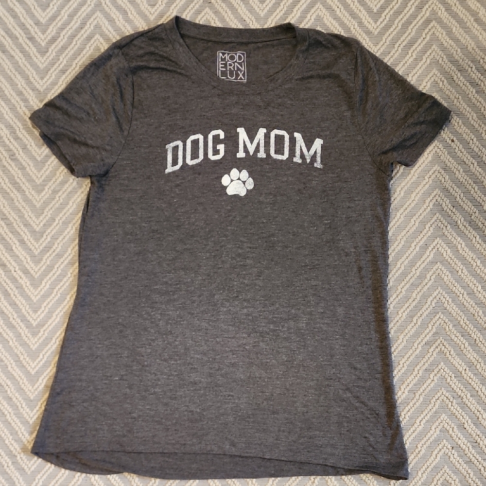 Modern Lux Gray and White Dog Mom Tee